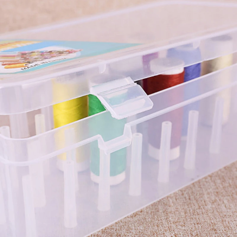 42 Axis Sewing Threads Box Transparent Needle Wire Storage Organizer Containers