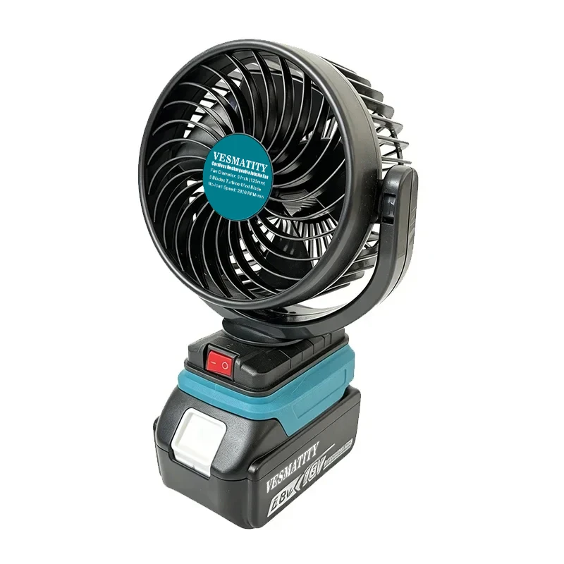 Cordless Portable Fan With USB Charging Port Adjustable Tilt Mini Air Fan Camping Indoor Outdoor Jobsite For 18V-20V Battery