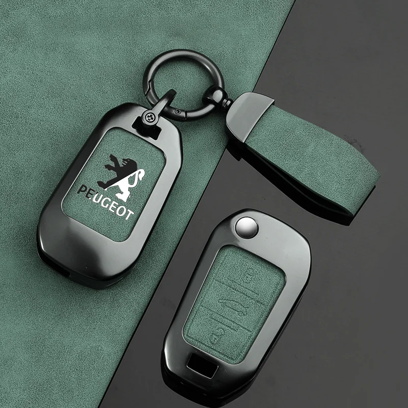 Zine Alloy Car Key Case Cover Key Bag Shell Holder Protection For Peugeot 208 308 408 508 2008 3008 4008 5008 Keychain Accessory