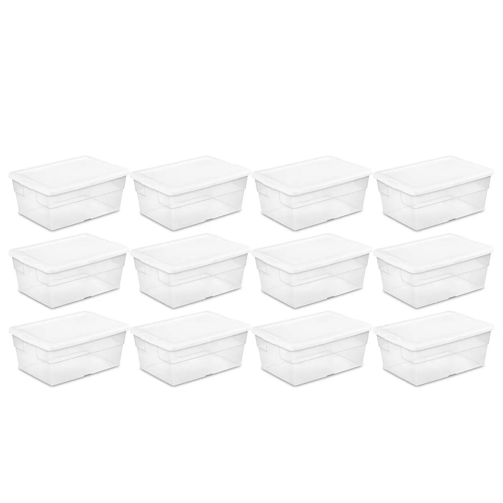 

16 Quart Stacking Storage Box Container Tub with Lid, Clear (12 Pack)