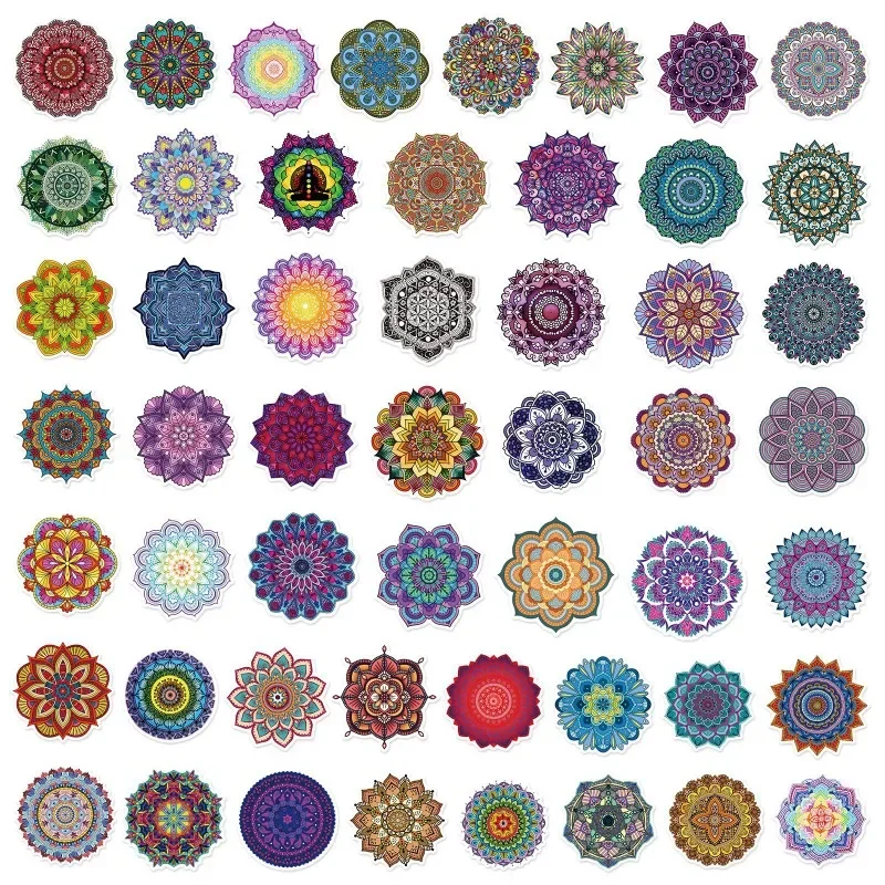 50PCS Personalized Mandala Graffiti Motorcycle Helmet Stickers Waterproof Rear Luggage Stickers Motor BodyScratch Cover Stickers