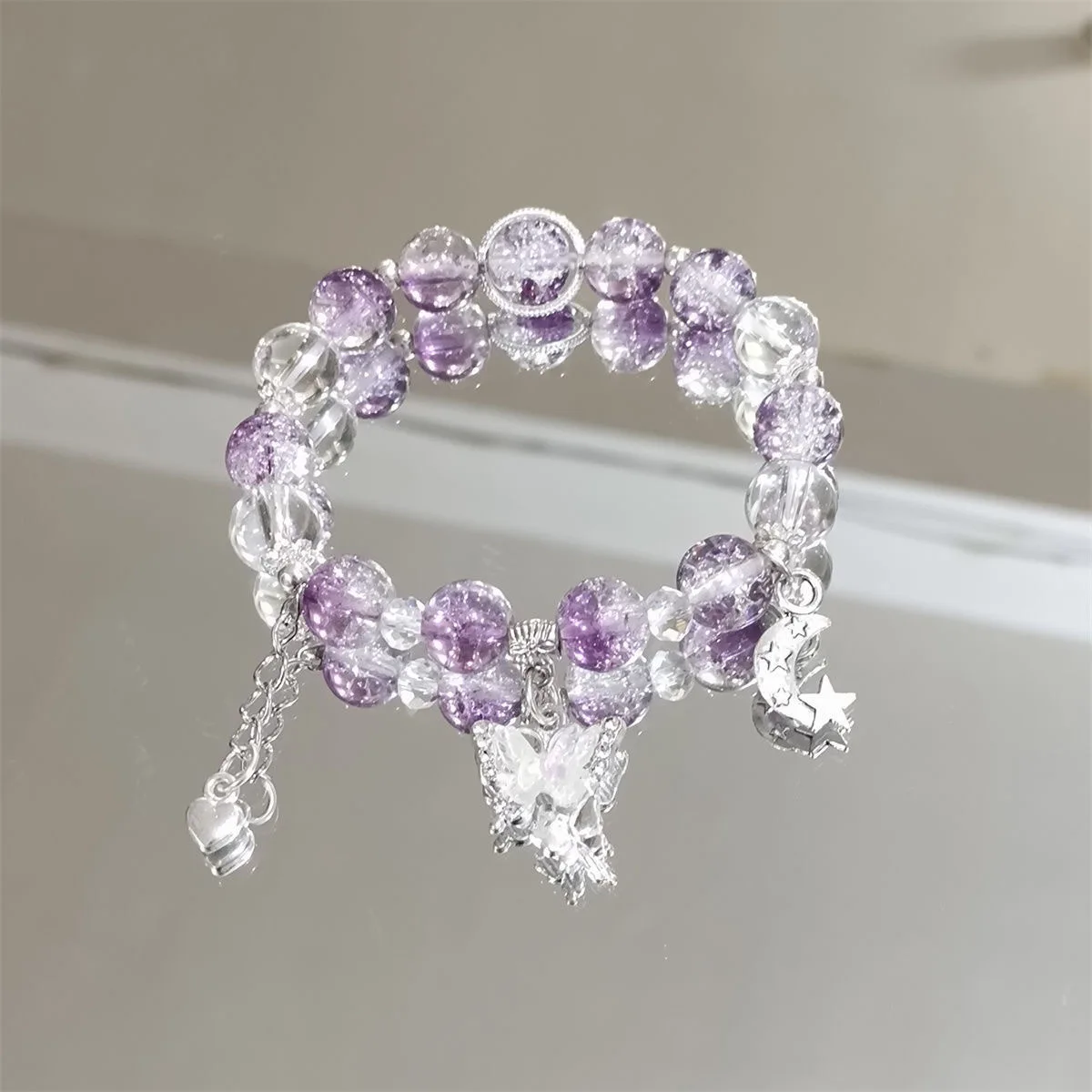 Purple Crystal Butterfly Bracelet, Women's