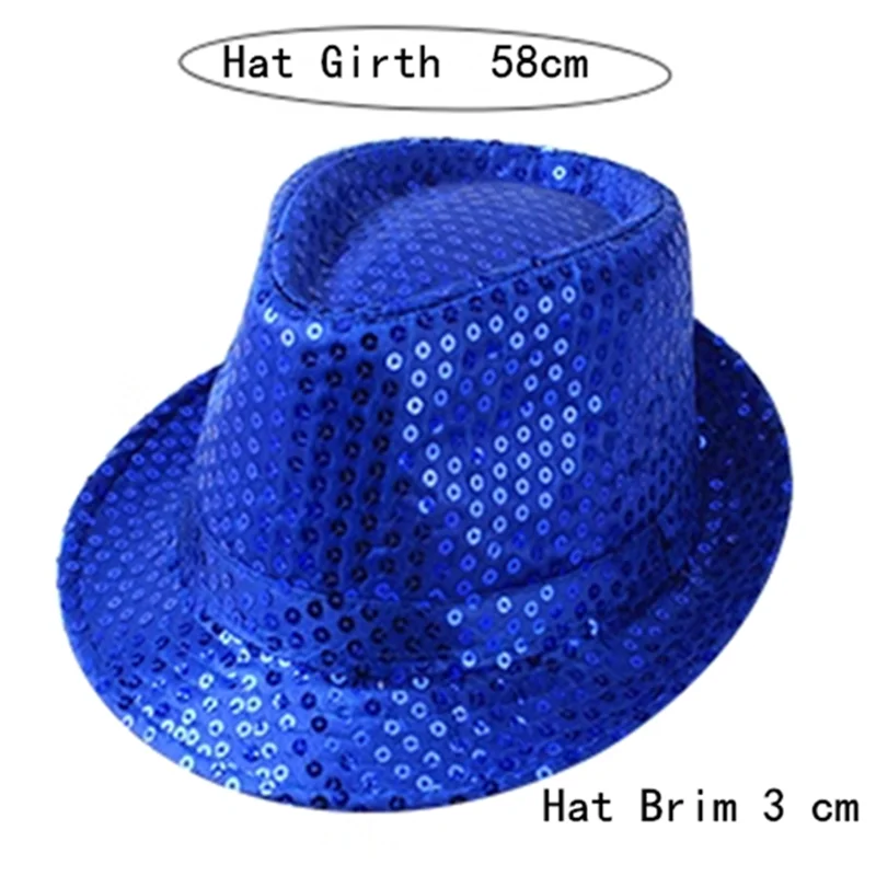 Unisex Sequins Hat Stage Dance Show Party Hip Hop Jazz Glitter Cowboy Caps Performance Costume Clown Magician Shiny Beading Hat