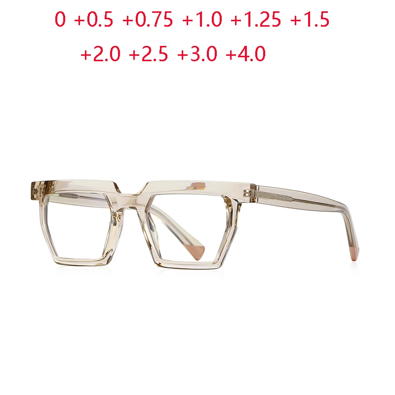 

Champagne Frame Polygon Prescription Glasses With Diopters Plus TR90 Blue Light Blocking Hyperopia Spectacles 0 +0.5 +0.75 To +6