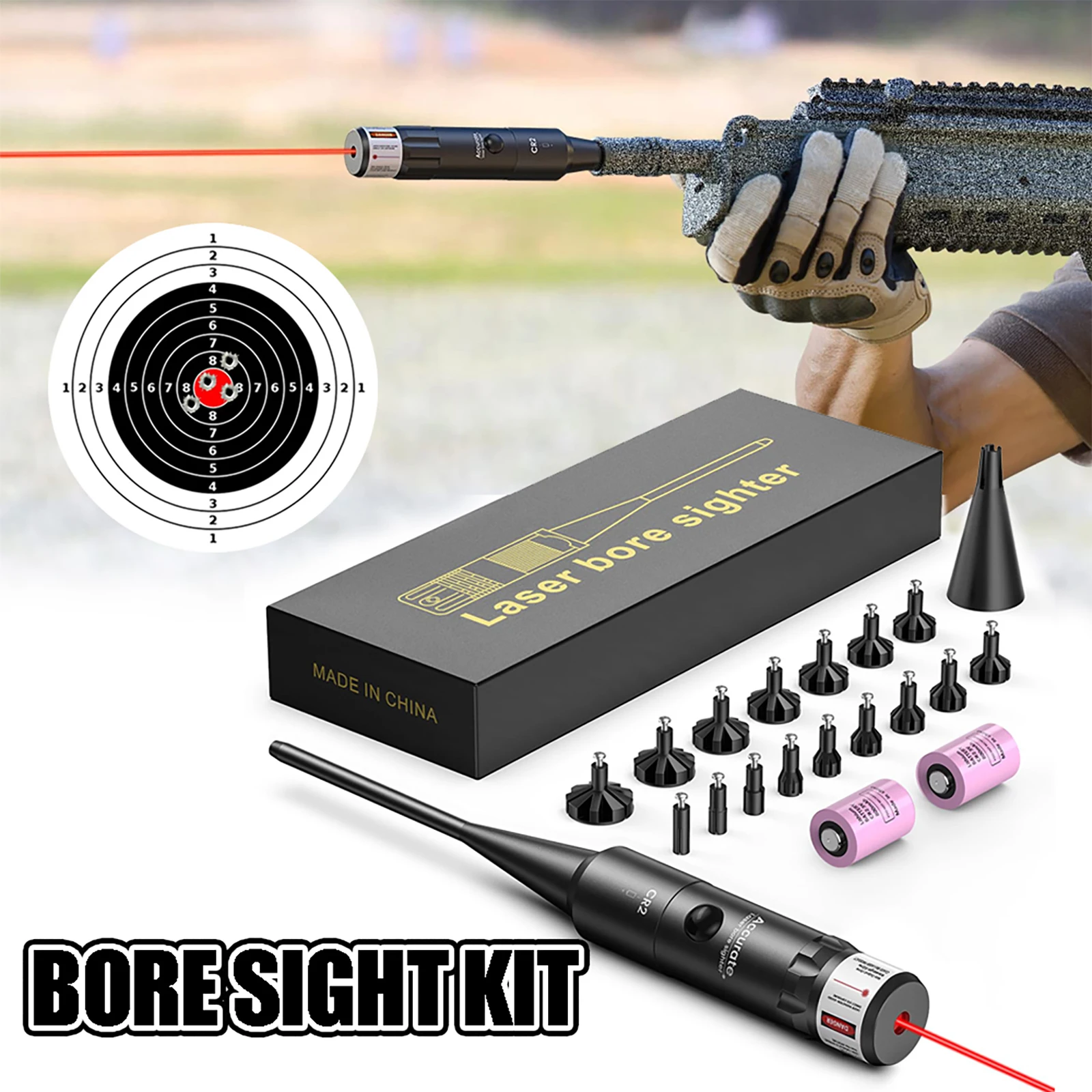 Laser Bore Sight Kit Bright Green or Red Dot BoreSighter with Big Button Switch Rifle Laser Bore Sighter for .17 to 12GA Caliber