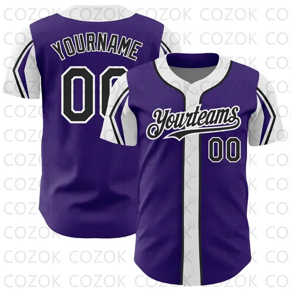 Custom Paarse Serie Patroon Honkbal Jersey Mannen En Vrouwen Shirt 3d Bedrukt Shirt Team Shirts Hiphop Unisex Tops