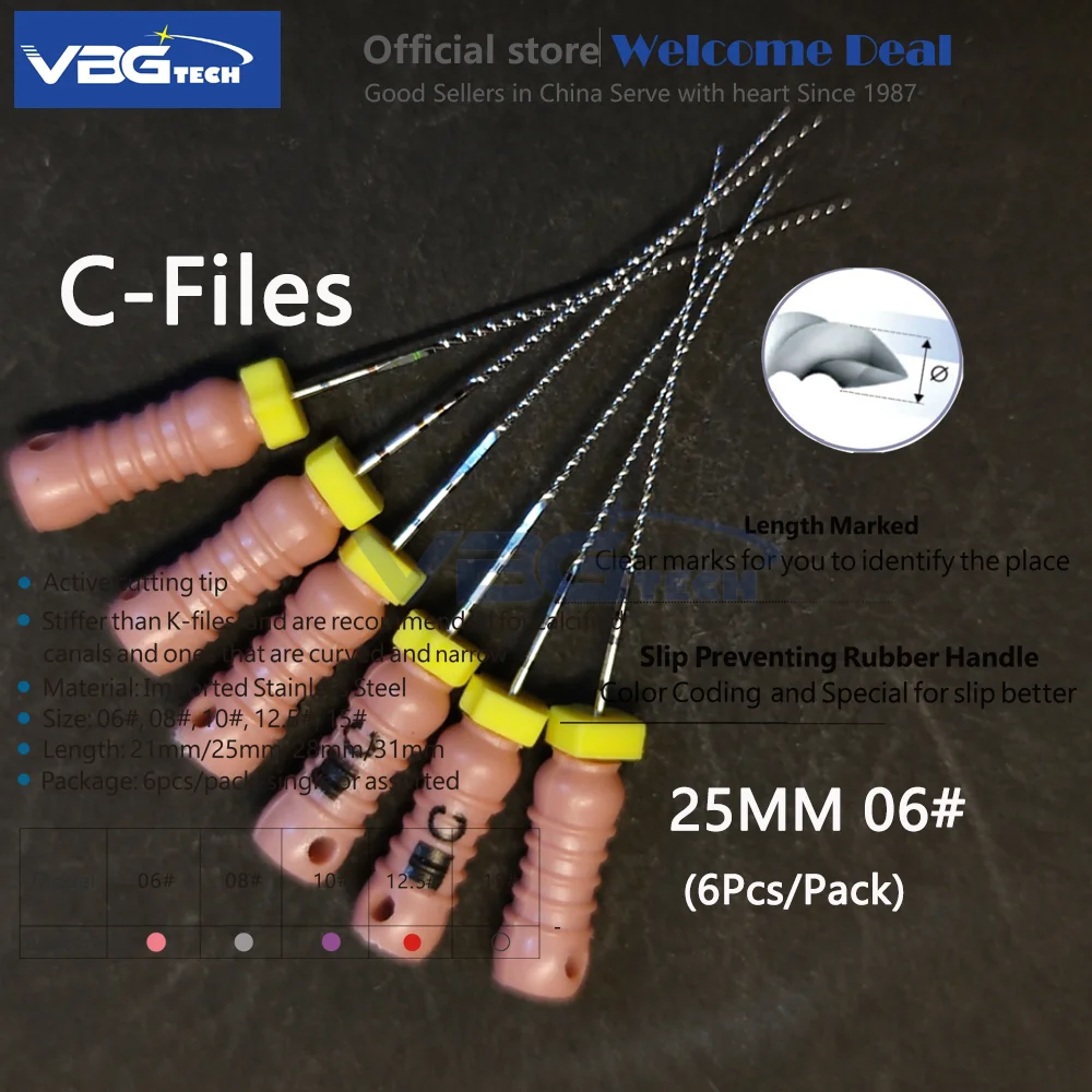 Dental C+ C-pilot File 25mm 6-10# 12.5#15# 8# Stainless Steel C+ Files 21mm Endodontic D Finder 6pc/pack Endodontic Instrument