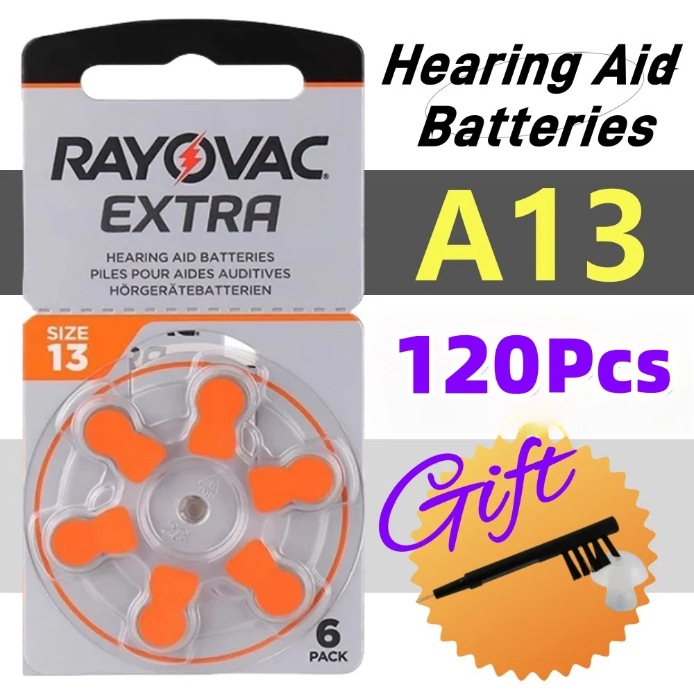 

120 pcs A13 Hearing Aid Batteries 1.45v Rayovac Extra Zinc Air Hearing Aids BatteryFor BTE CIC RIC