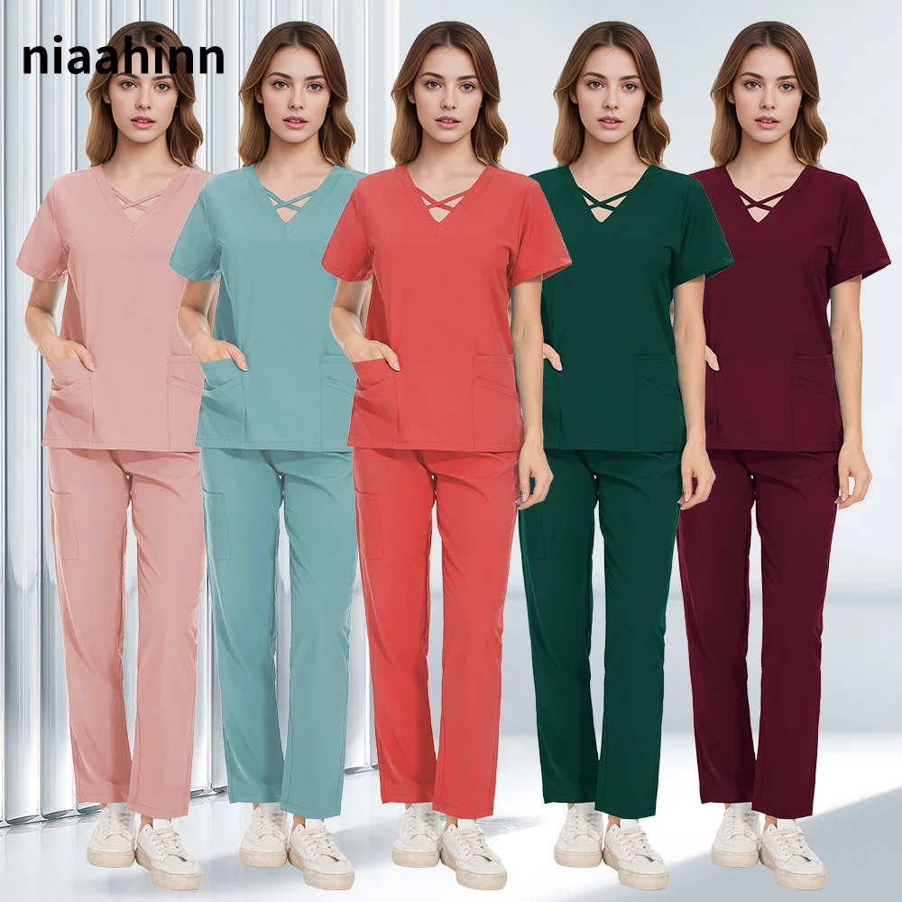 Surgical Scrub Top Pants Medical Accessories Wholesale Hospital Scrub Set Women Dentist Doctor Clothes Multicolor Nurse Uniforms