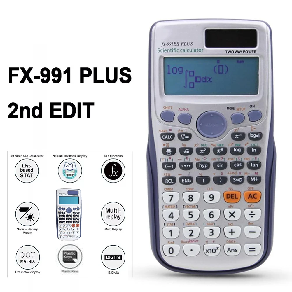 991EX FX-82MS Scientific Calculator Original Digital Display 696 Function For High School University Solar Scientific Calculator