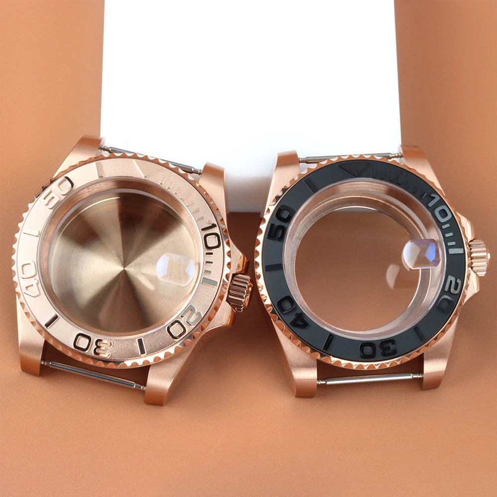 

Rose Gold 40mm Watch Case Sapphire Glass For GMT SUB Seiko NH34 NH35 NH36 Movement 316L Stainless Steel Yacht-Master Case