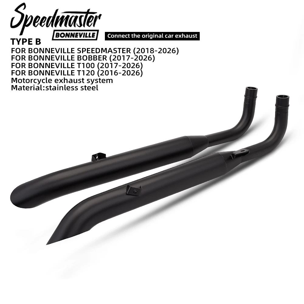 Vintage Style Motorcycle Exhaust Muffler Stainless Steel Pipe Fit Bonneville T100 T120 Bobber Cafe Racer Modified Escape Tube image 3