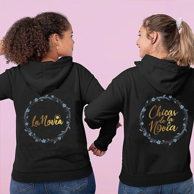 Team Bride Hoodies Bridal Shower Wedding Outerwears Spanish Women Bachelorette Party Women's Sweatshirts Future Bride Squad