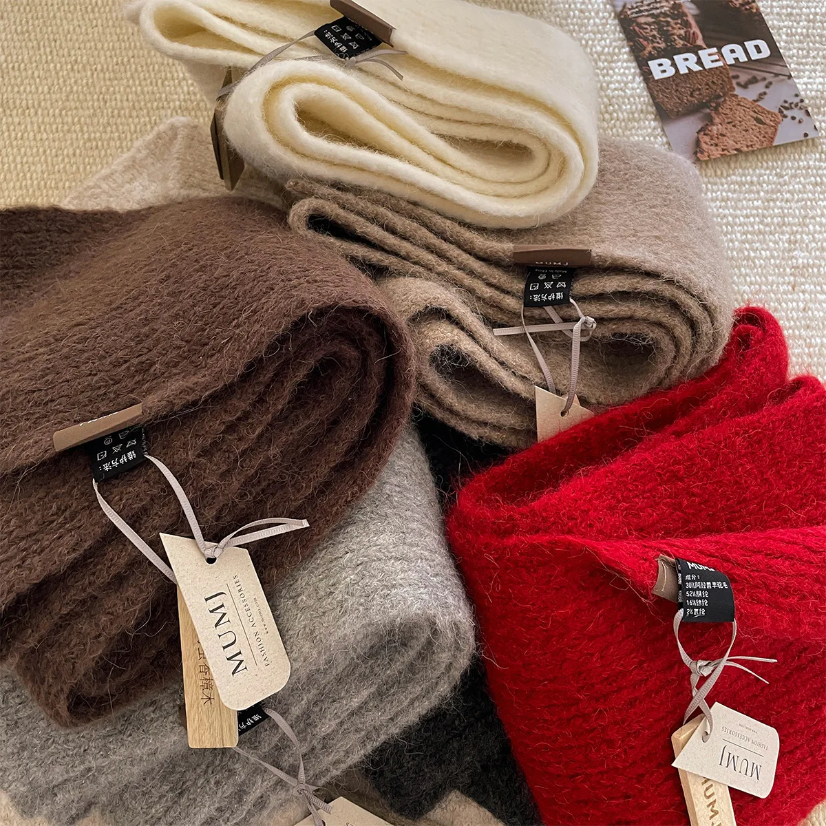 Fashionable Soft Knitted Women's Scarf Winter Warm Thick Korean Shawl Glutinous Camel Wool Blended Sheep Design
