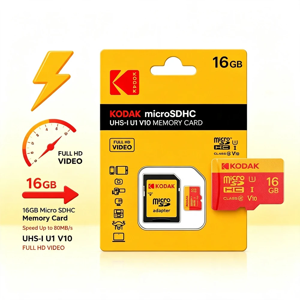 KODAK 16GB Micro SD Card Class 10 U1 V10 TF Memory Card for Kids Camera Toy Camera Dash Cam CCTV Doorbell 32GB