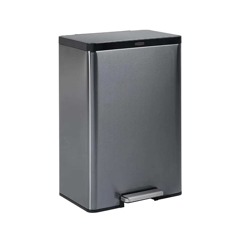 Elite Stainless Steel Step-On Trash Can, 12 Gallon, Charcoal, Wastebasket for Home/Kitchen/Bathroom/Office