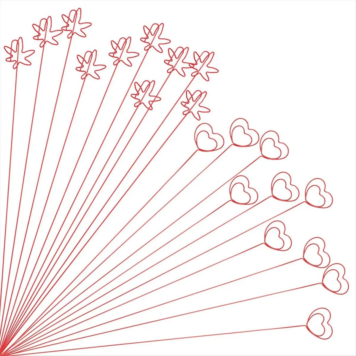 LUCK 20 Pcs Gold Flower Card Holder Sticks, 12 Inch Metal Wire Floral Picks, Gold Flower Pick Card Holder,Heart, Maple Leaf