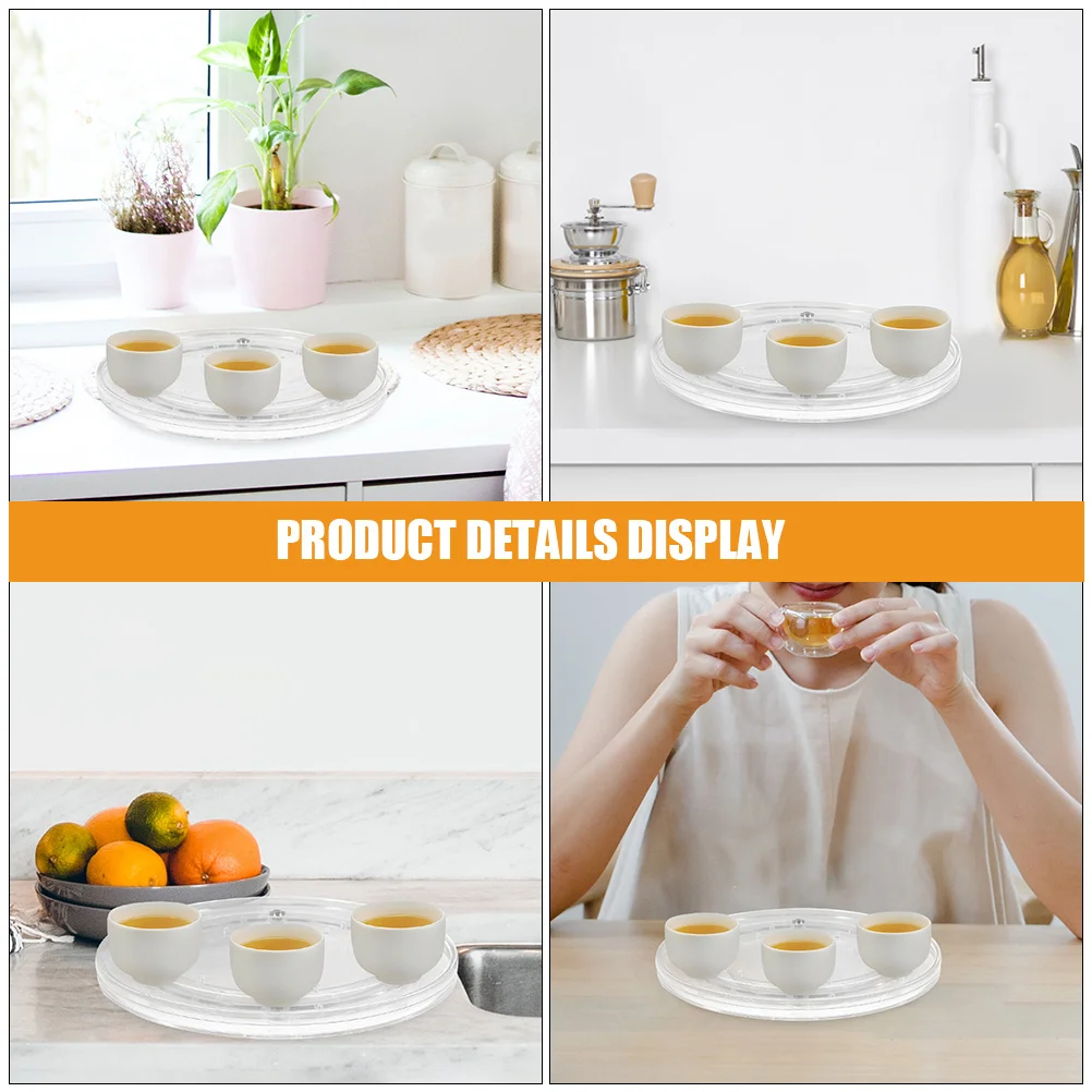 

Clear Acrylic 360-Degree Rotating Turntable Kitchen Spice Holder Multi-Functional Storage Tray Household Decoration Display
