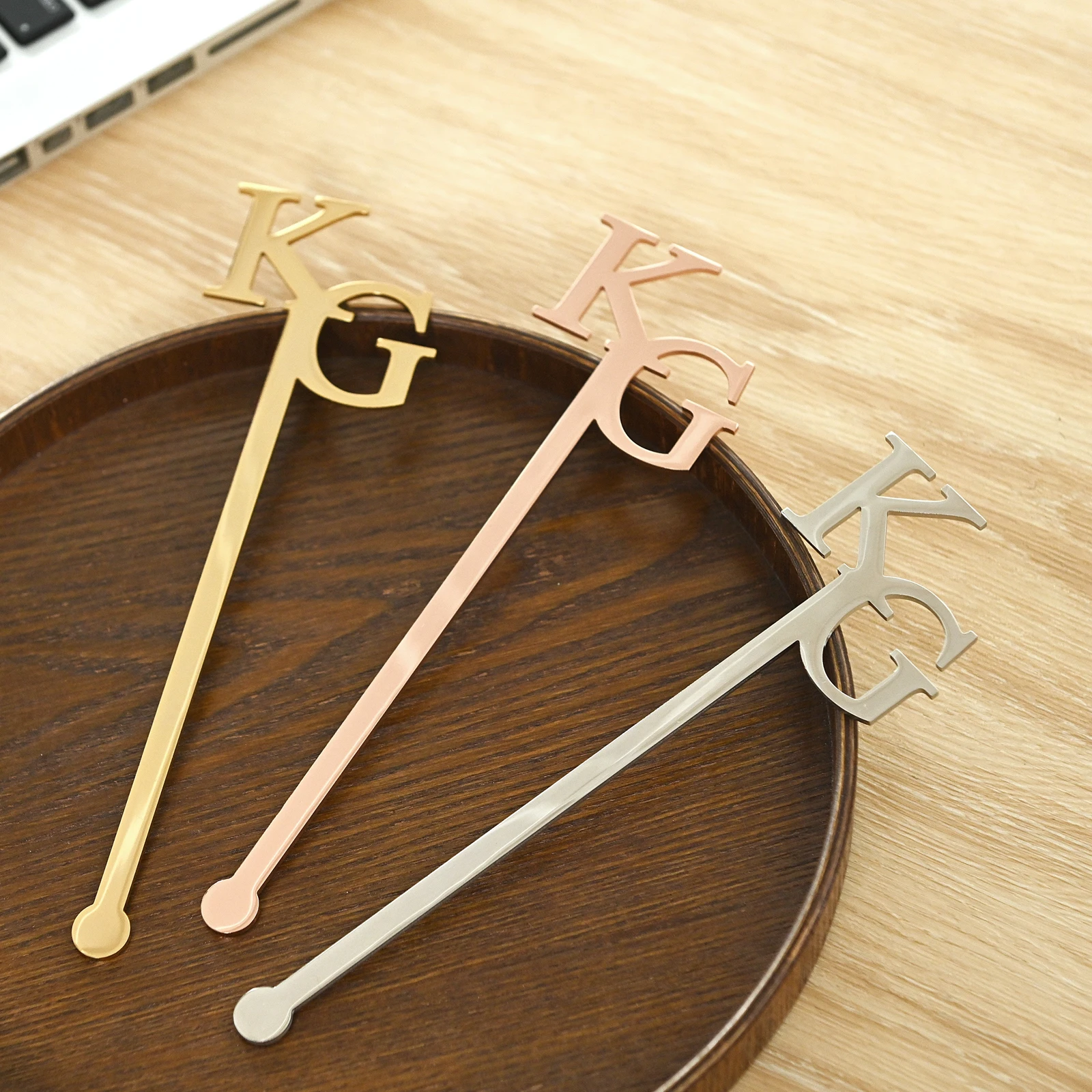 Personalized Initials Name Drink Stirrers Custom Letters Stainless Steel Stir Swizzle Cocktail Drink Sticks Wedding Table Decors