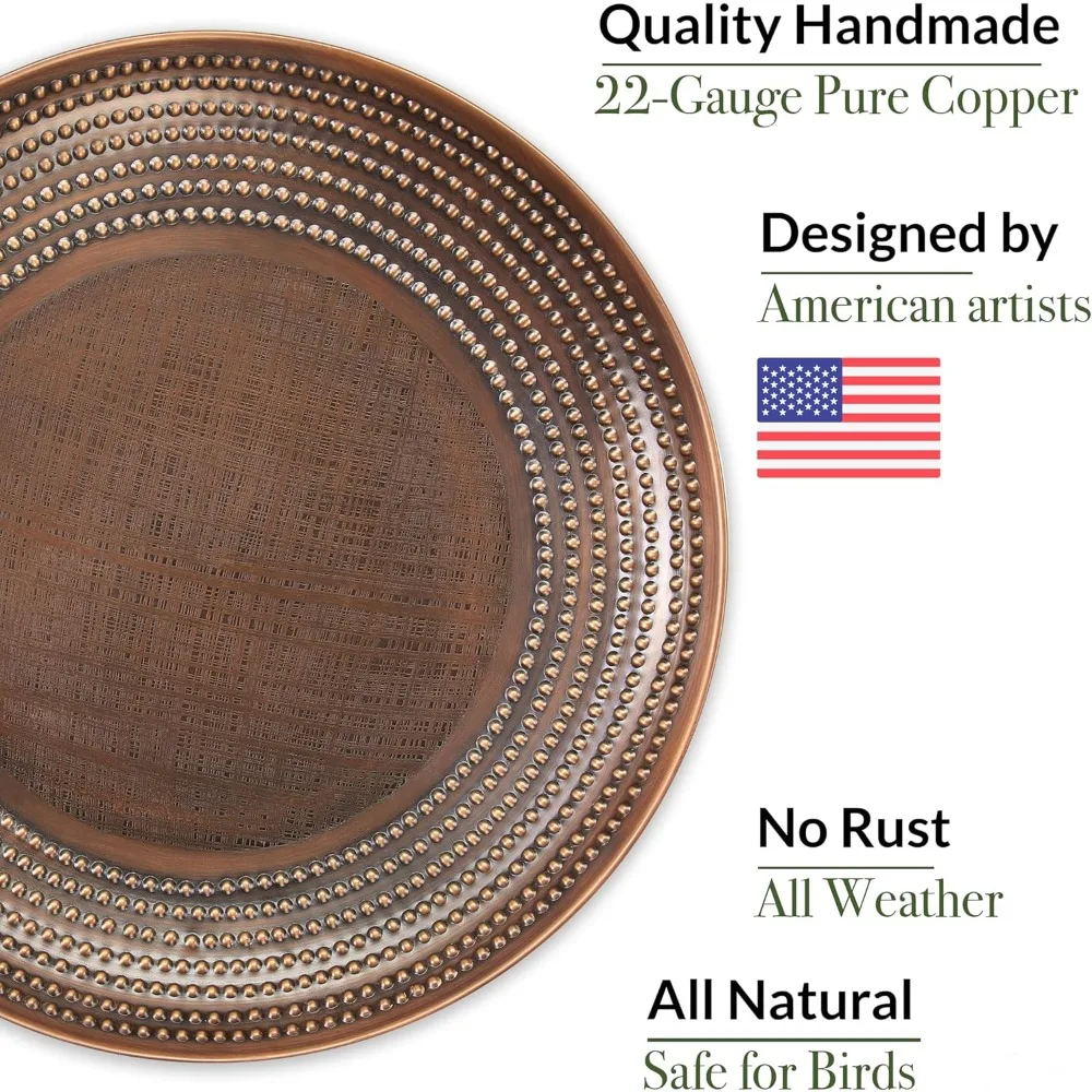 حمام الطيور النحاسي مقاس 20 بوصة مع قاعدة ألومنيوم متينة لتزيين الحديقة بلمسة نهائية برونزية #2