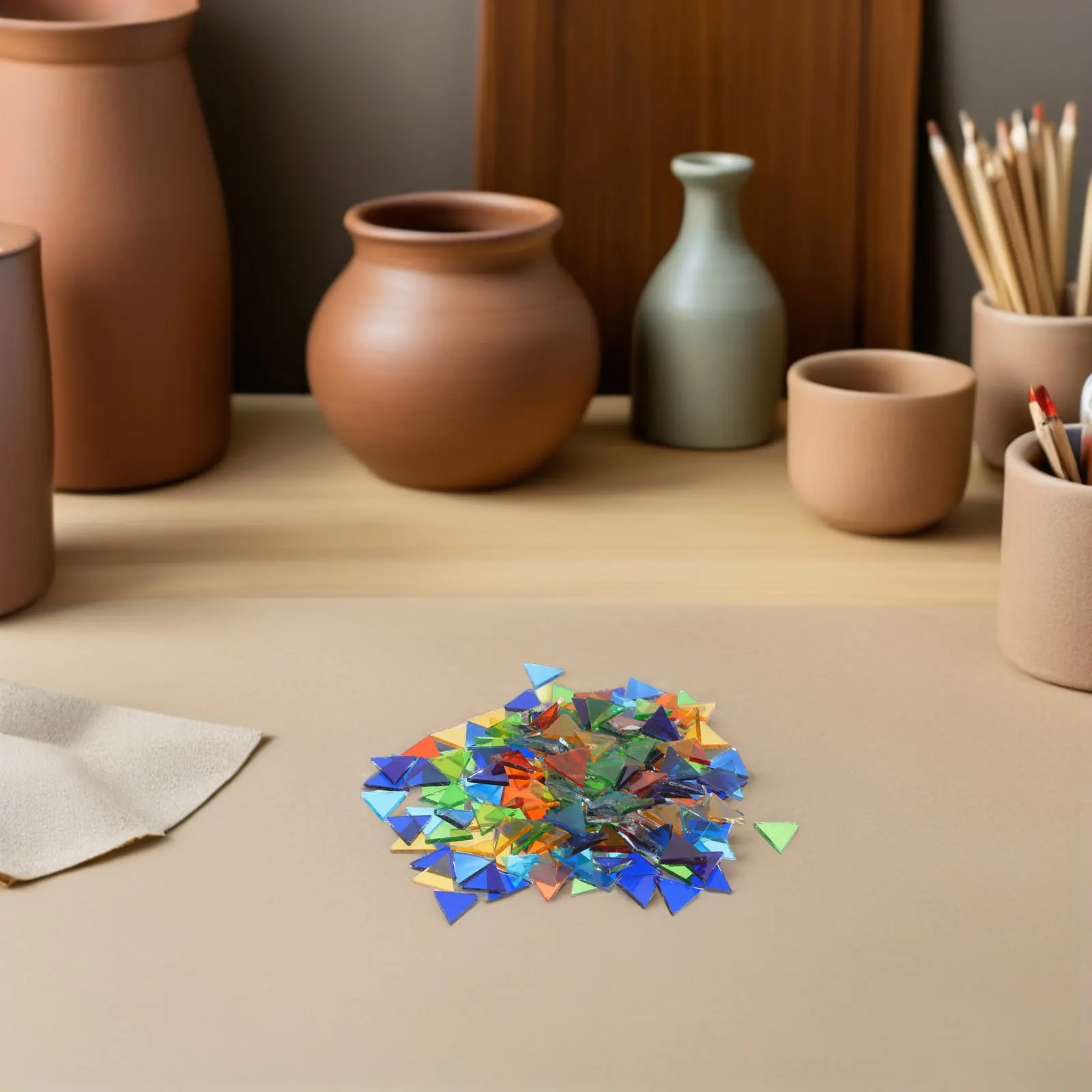 

1273Pcs Glass Mosaic Tiles Triangle Stained Glass Transparent Colors for Home Wall Decoration Mosaic Crafts Art Decor Tile
