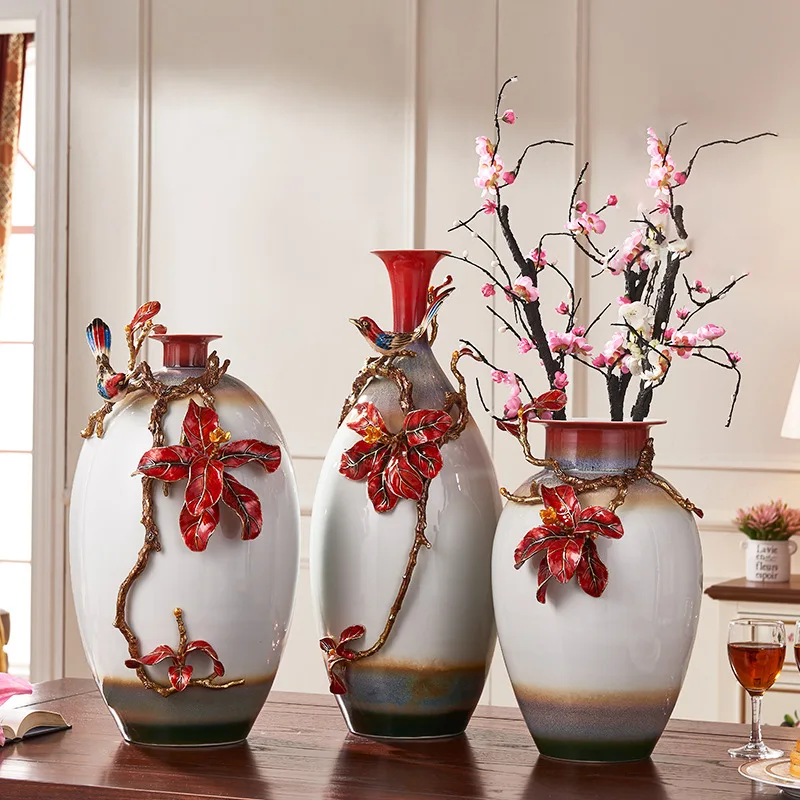 幸運を祈ります、芸術的な陶磁器の装飾花瓶、高級リビングルームの飾り、新築祝いの高級ギフト