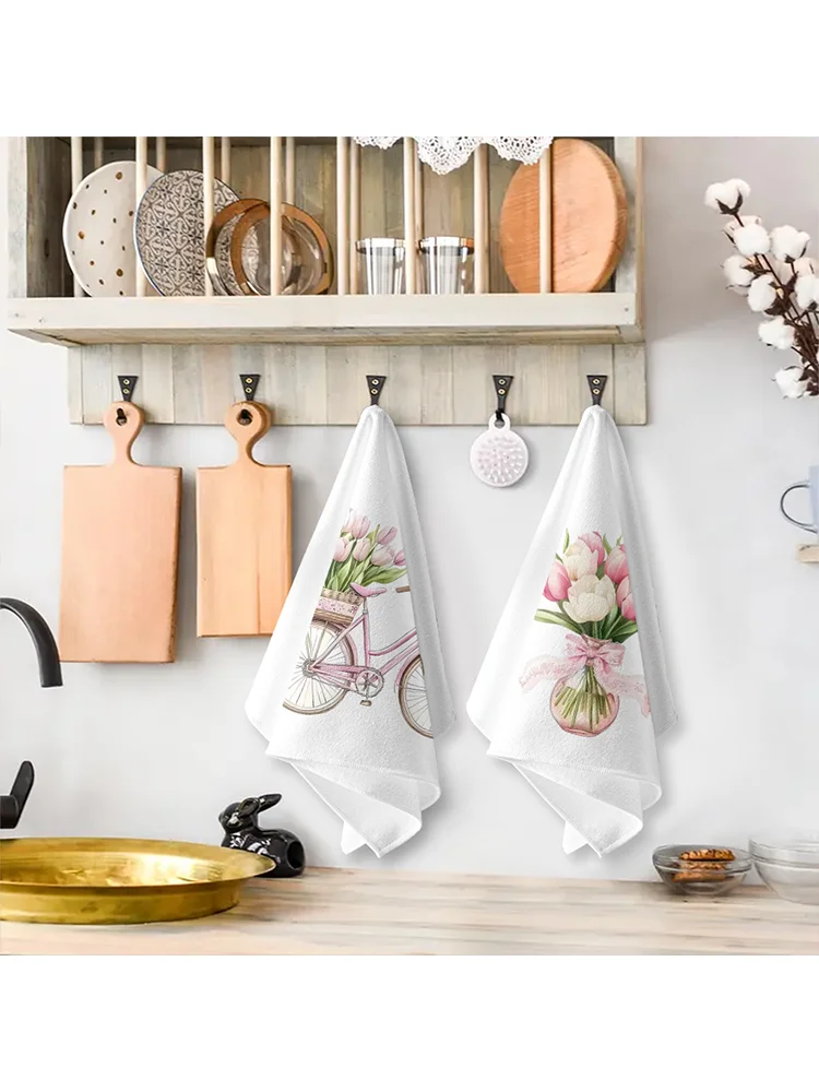AliExpress NONE 2Pcs, Bicycle Flower Basket + Vase Tulip Kitchen Towel, 40Cm*60Cm Towel Set, Best Kitchen Towel, Super Absorbent Soft Cleaning Cloth, Cooking and Baking Tea Towel, Hand Towel, Cleaning Cloth,