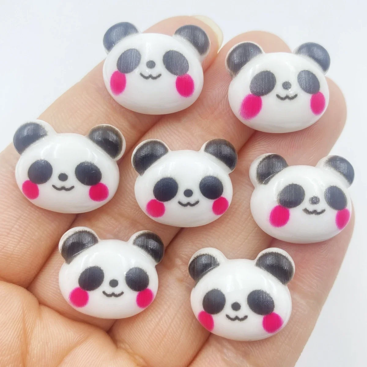 20PCS Cute Panda Head Flat Back Resin Figurine DIY Scrapbook Bow Accessories Home Crafts