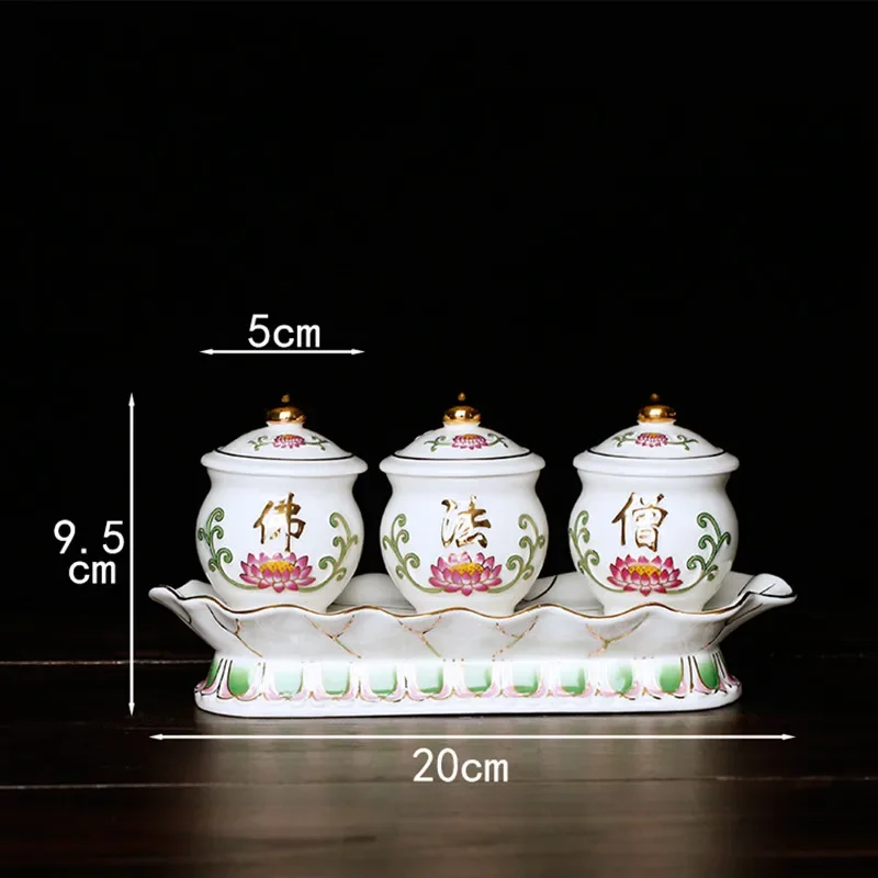Ceramics Water Supply Cup Set Ornaments Guanyin Holy Water Cup Buddha Hall Decorations Traditional Home Buddha Tools Supplies