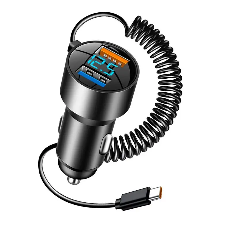 

Автомобильное зарядное устройство USB C Тип C Зарядное устройство Быстрая зарядка Автомобильное зарядное устройство PD QC 3.0 USB Многопортовое автомобильное зарядное устройство 100 Вт Выдвижной шнур для