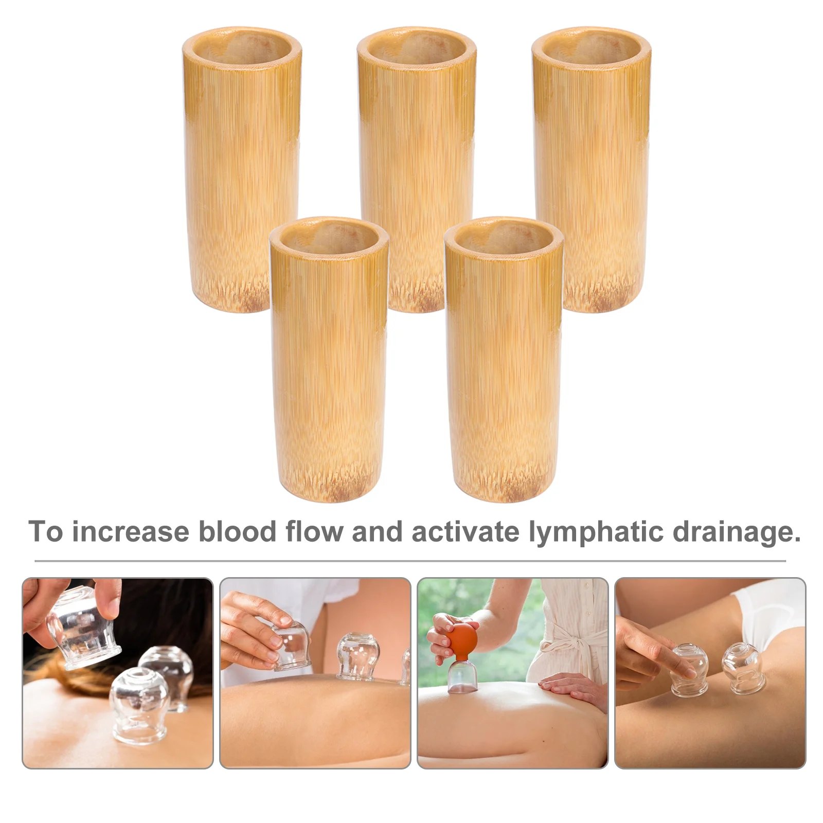 5 Pcs Compact Chopstick Holder Bamboo Cupping Jar Body Massage Bathroom Countertop Organizer