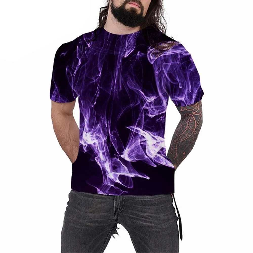Summer Cool Men\'s Women\'s Fashion Casual T-Shirt 3D Printing Multicolor Flame Short Sleeve T-Shirt 100-6XL