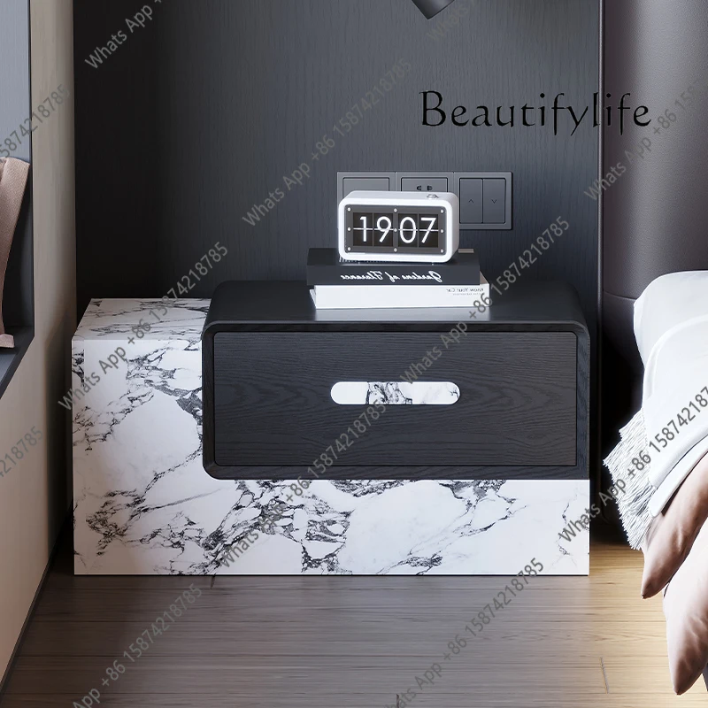 Zx Italian Minimalist Bedside Table Bedroom Light Luxury Extended Version High-end Fashion Designer Light Luxury