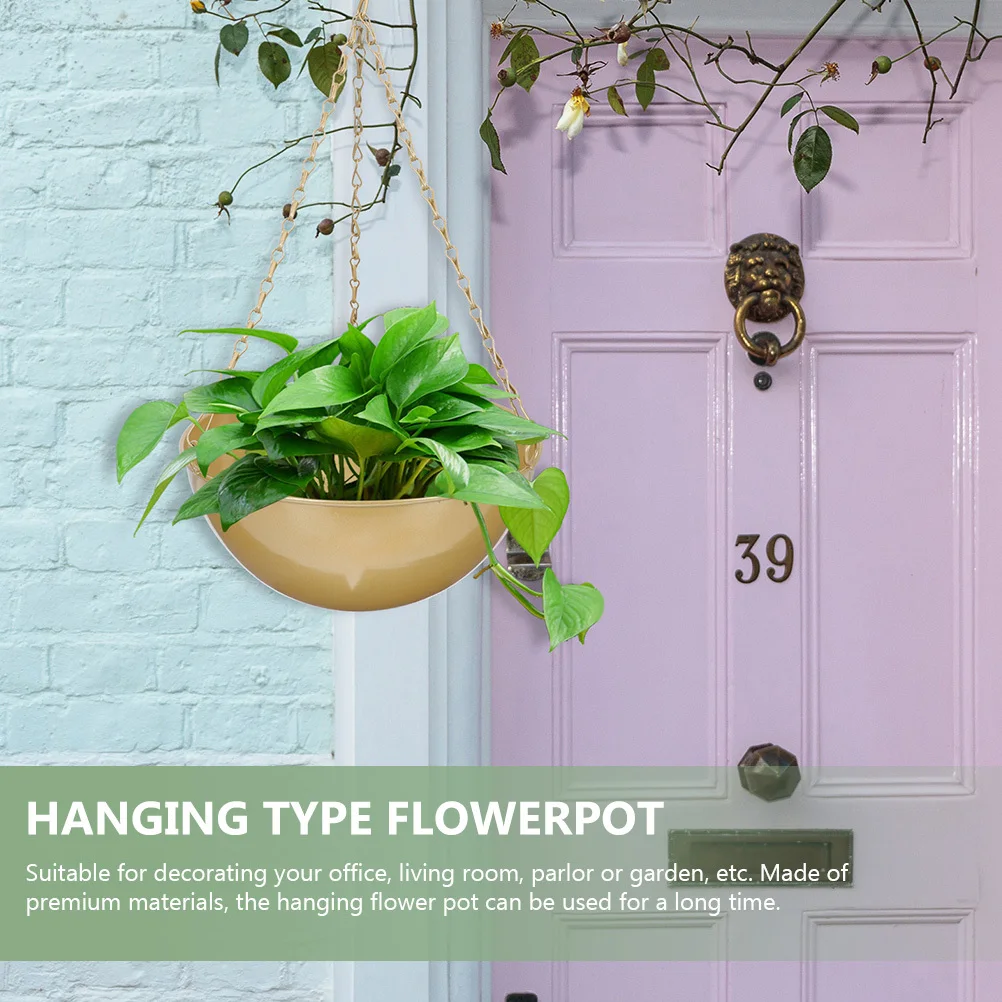 

Metal Hanging Basket Flower Pot Black Modern Durable Planter for Garden Balcony Indoor Use Hanging Plant Container Decor