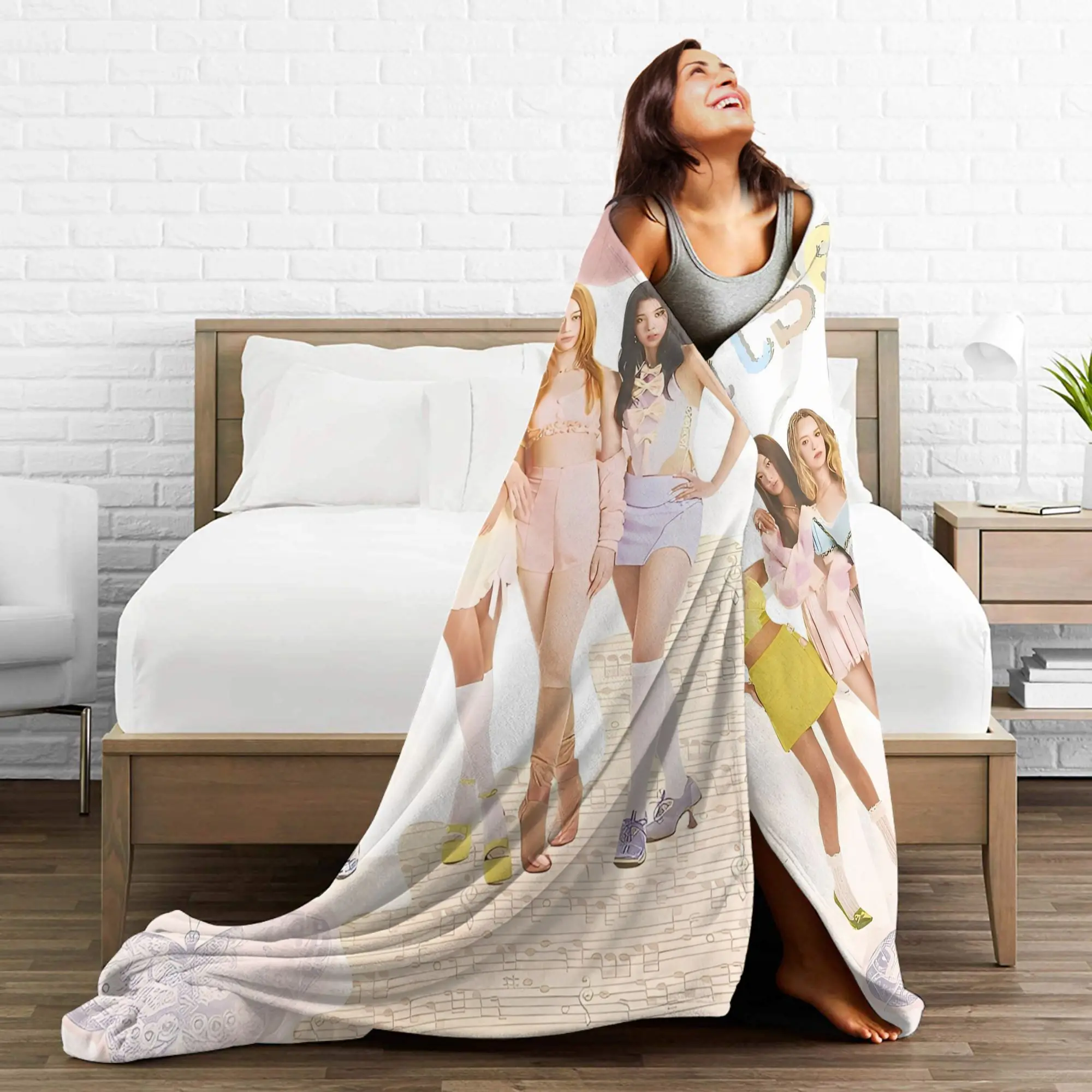 Katseye Kpop Knitted Blankets Fleece Sophia Lara Megan Ultra-Soft