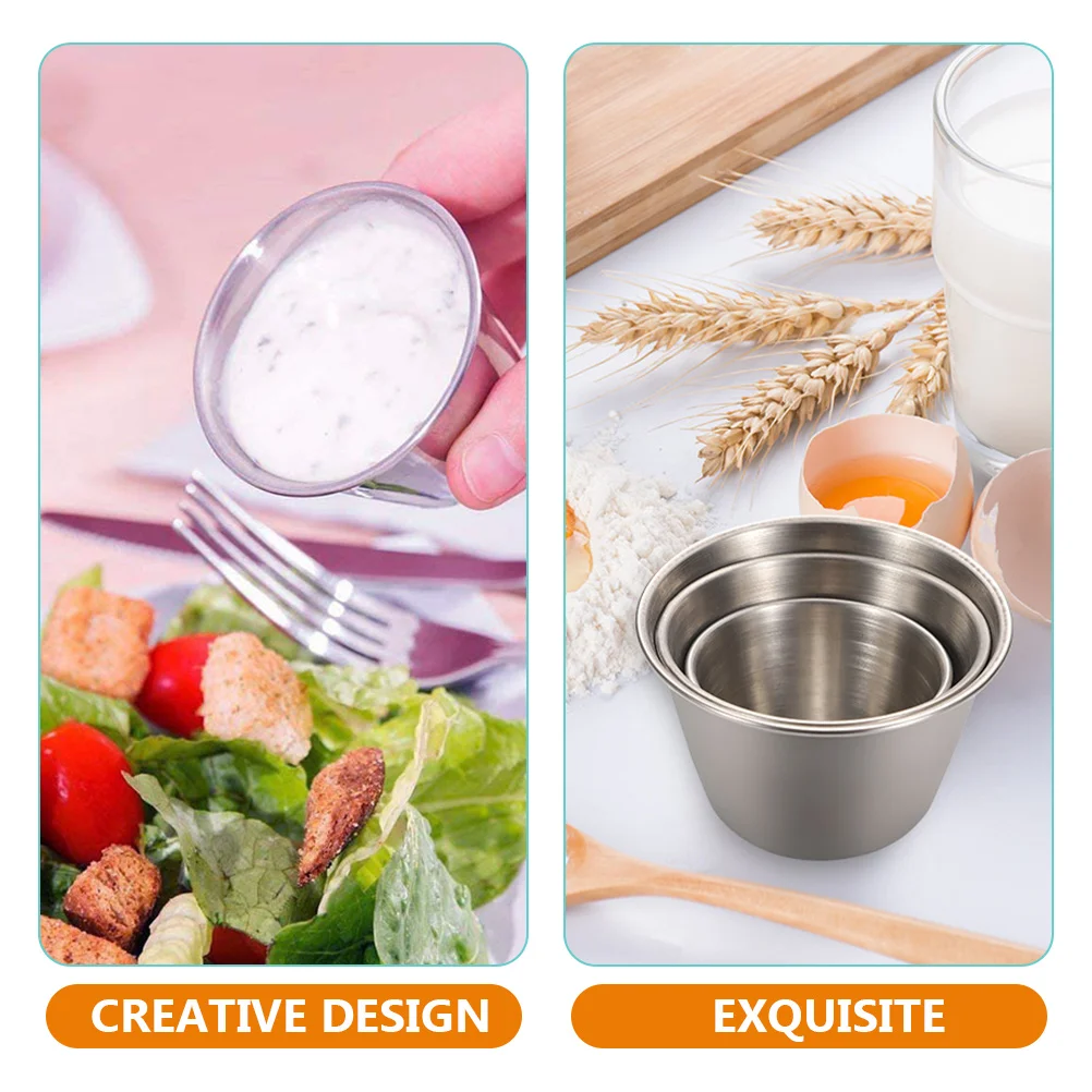 

12 Pcs Stainless Steel Dipping Cups Sauce Dishes Metal Condiment Cups Round Small Kitchen Baking Tools Storage