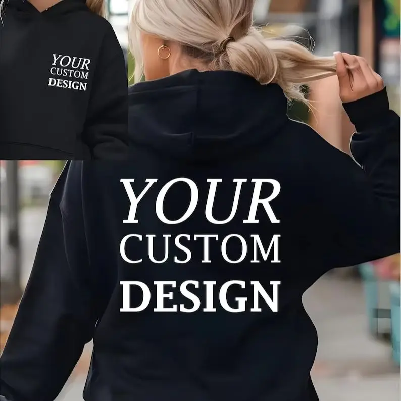 

Personalized Design Hoodie Sweatshirt Unisex Front and Back Your Custom Design Couple Sweatshirt Message Slogan Text Logo Idea