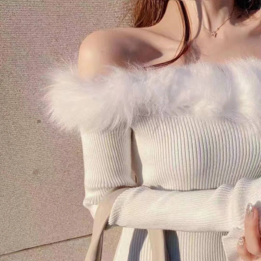 

Knee Length Pullover Neck Sweaters Jumpers Women Asymmetric Turtlenecks Holiday Club Middle-Aged Knitting Cosy Polka-Dot Knit OL