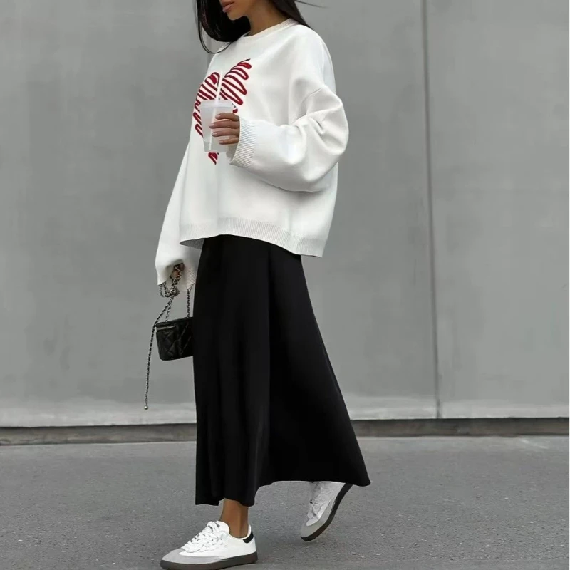 Casual Sweater Lazy Wind Sweet and Lovely Print Loose Plus Velvet Padded Jacket 2025 Early Spring Fashion Commuter Women's Wear