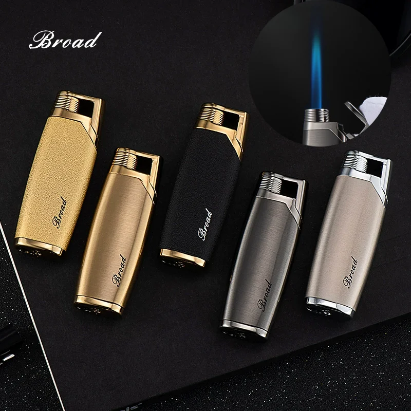 

New Metal Texture Inflatable Lighter Windproof Direct Spray Flame Butane Mini Portable Lighter Smoking Accessories Men's Gift