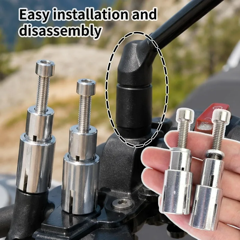 Motorcycle Handlebar Mirror Hole Plugs Aluminum Expansion Bolts 13-14mm 17-19mm Universal Bar End Caps Silver Anti Dust Seals