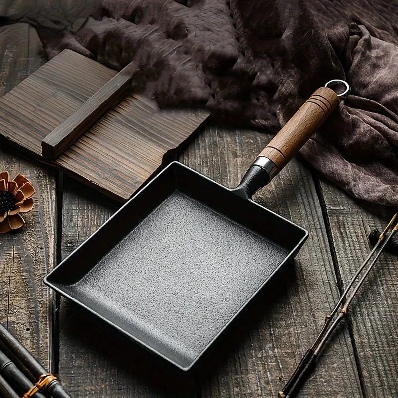 أواني طهي يابانية غير لاصقة ، مطبخ منزلي ، مقلاة فطيرة بيض ، مقلاة ، وعاء حديد زهر ، سهلة التنظيف ، أدوات طهي ، أواني مربعة ، 1 gsm #3