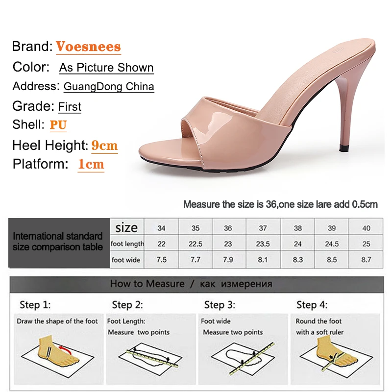 Sandals 2022 New Women Nude Color Slippers Mule High Heels Slippers Sandals Sexy Daily 9cm Beige Pointed Toe Slides Party Shoes