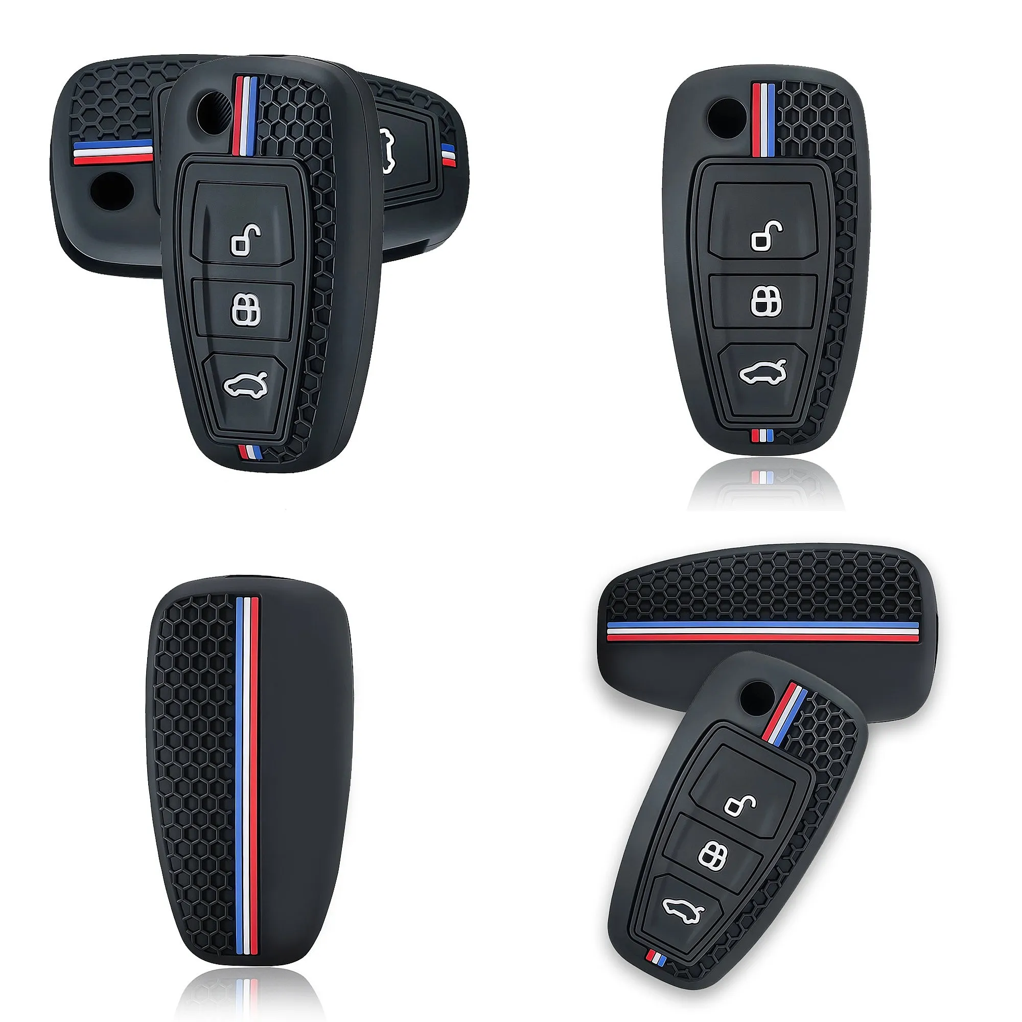 Silicone Car Remote Key Fob Cover Case For Ford Ranger C-Max S-Max Focus MK3 Galaxy Mondeo Transit Custom Sport Racing Style