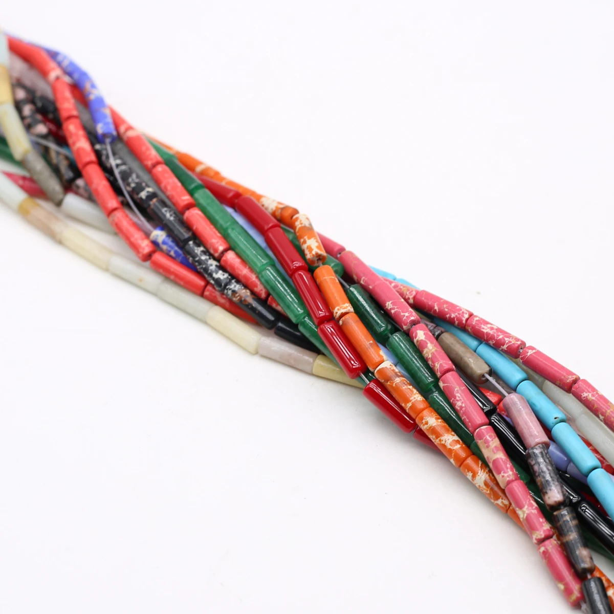 Long Cylindrical Natural Stones Beads 7x13mm Agate Jade Emperor Stone Rose Quartz Loose Spacer Beads for Jewelry Making DIY 38cm