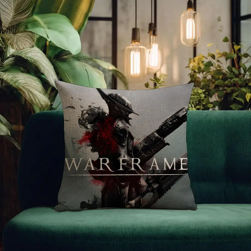 Game Warframe Cushion Cover Natural Linen Pillowcase Set Cushion Cover for Sofa Bedroom Chair