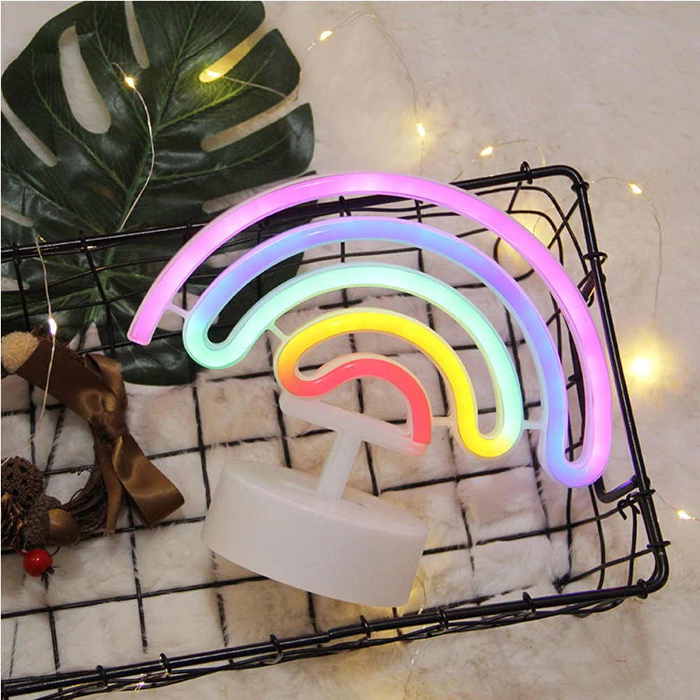 

Rainbow Night Lights Christmas Decor Bedside Lamp for Bedroom LED Modeling Desktop Abs
