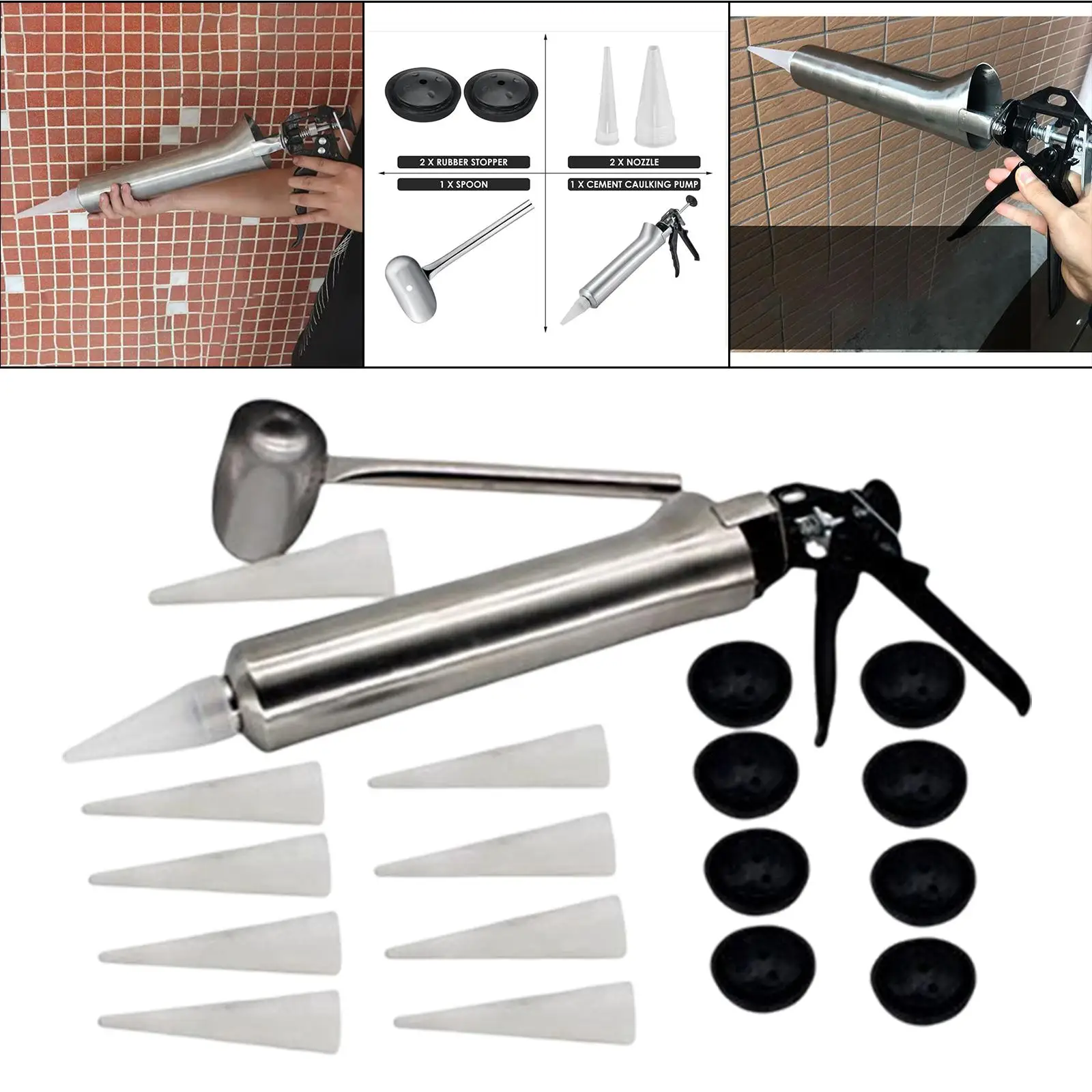 Thicken Stainless Steel Caulking Gun Mortar Caulking Tool Hand Tool Sprayer for