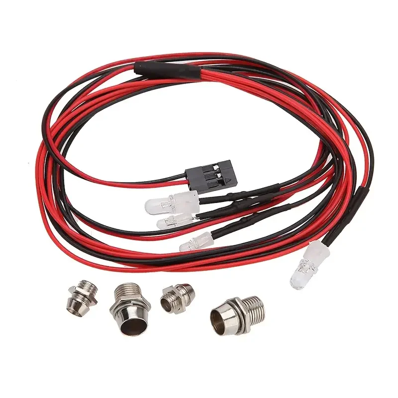 طقم إضاءة LED 3 مم/5 مم لسيارة RC - مصابيح أمامية حمراء/بيضاء، 4 مصابيح أمامية LED مع قابس فوتابا، ملحقات سيارة طراز DIY