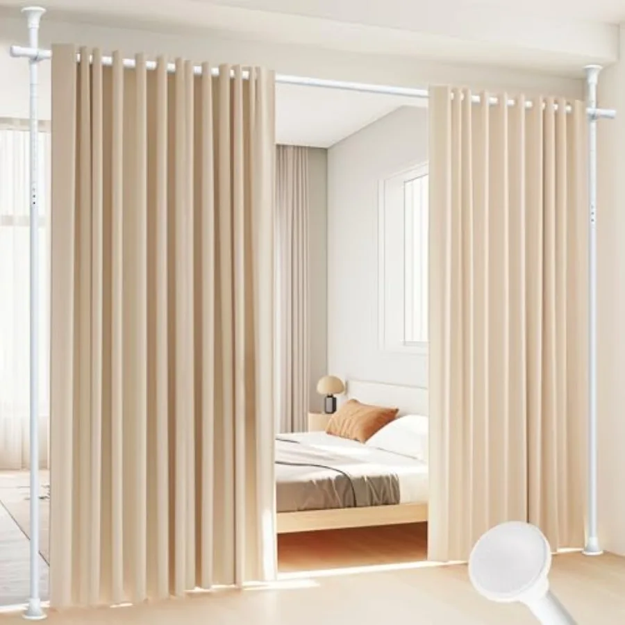 Room Divider No Drilling Curtain Rod for Room Separation 4-10ft H (W) Adjustable Heavy Duty Floor to Ceiling Partitions Portabl